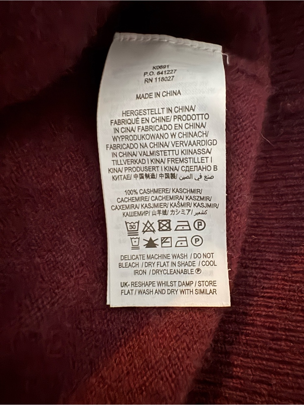 Boden Burgundy V-Neck Button-Front Cashmere Sweater Cardigan - Picture 4 of 5